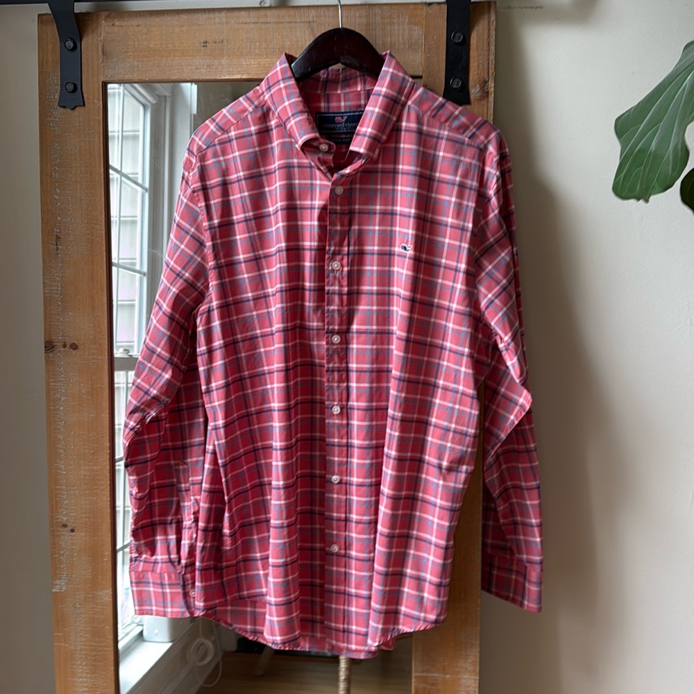 Vineyard Vines Nylon Whale Button Down Shirt Size L